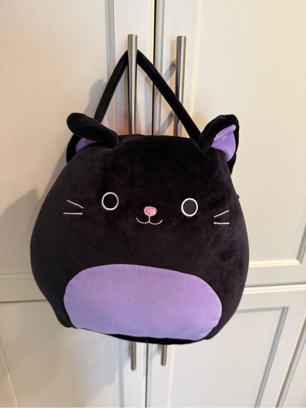 Squishmallow Cat Trick or Treat Basket- Black with Purple Accents